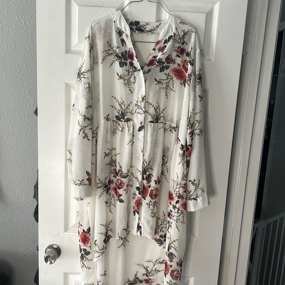 High Low Sheer Button Down Shirt
